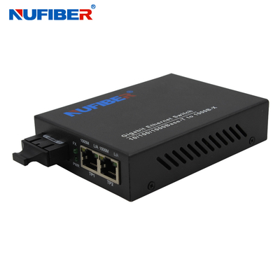 10/100/1000M convertisseur optique de 2 double de fibre de port gauche de la fibre Rj45+1 du SM 1310nm 20km de Sc de fibre d'Ethernet médias de commutateur